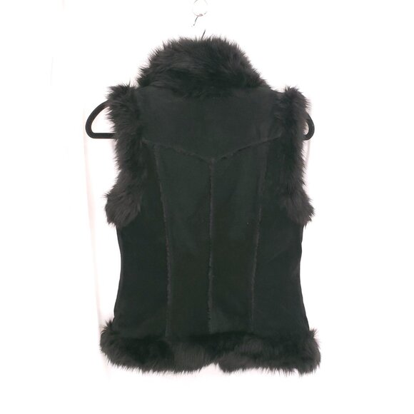 Express Black Leather and Faux Fur Sleeveless Collar Stylish Vest Size Small - Picture 13 of 16